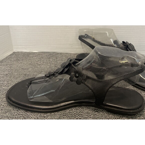 Michael Kors Sandals‎ Women's Size 11M Black Flat Thong Slingback Flower Summer - Picture 8 of 16